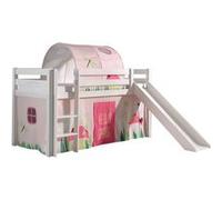 SLEEPY - Lit Mi-Haut Tobogan Laqué Blanc 90x200cm avec Housse et Tunnel Garden - Altobuy Blanc