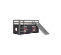 SLEEPY - Lit Mi-Haut Tobogan Laqué Gris 90x200cm Housse Pirates - Altobuy Gris