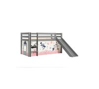 SLEEPY - Lit Mi-Haut Tobogan Laqué Gris 90x200cm Housse Princesse -