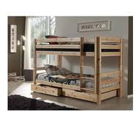 SLEEPY - Lit Superposé H140 en Pin Naturel 90x200cm avec 2 Tiroirs - Altobuy Marron G