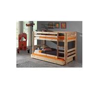 SLEEPY - Lit Superposé H140 en Pin Naturel 90x200cm avec Lit-Tiroir - Altobuy Marron G