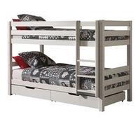 SLEEPY - Lit Superposé H140 Laqué Blanc 90x200cm avec 2 Tiroirs -