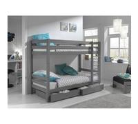 SLEEPY - Lit Superposé H160 Laqué Gris 90x200cm avec 2 Tiroirs - Altobuy Gris