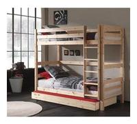 SLEEPY - Lit Superposé H180 en Pin Naturel 90x200cm avec Lit-Tiroir -