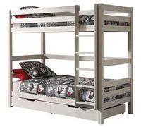 SLEEPY - Lit Superposé H180 Laqué Blanc 90x200cm avec 2 Tiroirs -