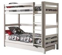 SLEEPY - Lit Superposé H180 Laqué Blanc 90x200cm avec Lit-Tiroir -