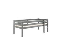 Lit Surélevé en Pin Laqué Gris 90x200cm - SLEEPY -