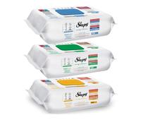 Sleepy Lot de 300 lingettes de nettoyage avec additif blanchissant - Extra puissantes contre les taches - Kit de nettoyage de surface vert, bleu et jaune - Parfait pour le sol, la cuisine, la salle de