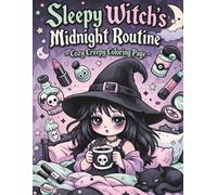 Sleepy Witch’s Midnight Routine: Cozy Creepy Coloring Page