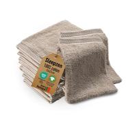 SLEEPZEN - Lot Gant de Toilette Coton Bio (Lot de 10 - Beige) Certifié GOTS - 500 g/m² Certifié Oeko-Tex - Gants de Toilette Ultra-Absorbant - Extra Doux - Fabriqué au Portugal