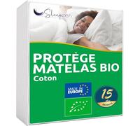 SLEEPZEN Protege Matelas 70x160cm Alèse Coton Absorbant Bio Molleton 180gr Protection de Matelas Anti Acarien, Fabriqué en Europe, Alèse Forme Drap Housse, Rabats épais - Non Imperméable