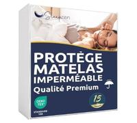 SLEEPZEN Protege Matelas 90x190 Impermeable, Respirant, Silencieux, Hypoallergénique, Coton, Alese 90x190 Qualité Supérieure Certifié Oeko-Tex®, Forme Drap Housse