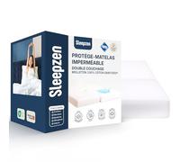 SLEEPZEN Protège Matelas Lit Articulé Double 2x70x190 cm - Imperméable, Respirant & Silencieux - 100% Coton - Sanitized® Anti-Acarien - Oeko-Tex® - Fabriqué au Portugal