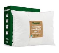 SLEEPZEN Protège-Oreiller 40x70 cm Lot de 2 - Molleton 100% Coton Bio - Housse Taie Oreiller Absorbante - Protection Respirante Silencieuse - Hypoallergénique - Oeko-Tex - Fabriqué Portugal