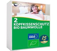 SLEEPZEN Protège Oreiller 50x70cm Absorbant - Lot de 2, Molleton 100% Coton Bio, Protege Oreiller - Housse Oreiller Anti Acariens, Antibactérien et Hypoallergénique - Non Imperméable