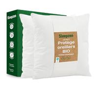 SLEEPZEN Protège-Oreiller 80x80 cm Lot de 2 - Molleton 100% Coton Bio - Housse Taie Oreiller Absorbante - Protection Respirante Silencieuse - Hypoallergénique - Oeko-Tex - Fabriqué Portugal