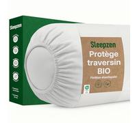 SLEEPZEN Protège-Traversin 90 cm - Molleton 100% Coton Bio - Housse Taie Traversin Absorbante - Protection Respirante Silencieuse Hypoallergénique - Oeko-Tex - Fabriqué Portugal