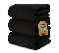 SLEEPZEN - Serviette Invité 30x50 cm - Lot de 3 - Coton Bio Certifié GOTS 500gr/m2 - Petite Serviette Main Salle de Bain Fabriquée en UE - Serviette 30x50 Absorbant et Doux - Noir