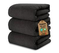SLEEPZEN - Serviette Invité 30x50 cm - Lot de 3 - Coton Bio Certifié GOTS 500gr/m2 - Petite Serviette Main Salle de Bain Fabriquée en UE - Serviette 30x50 Absorbant et Doux - Gris