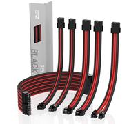 Sleeved Cable-Rallonge de câble pour l'alimentation avec Manchon Extra-Large 24 Broches 8 Broches 6 pin 4+4 Broches avec Combs-Rouge et Noir