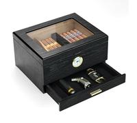 Slege Cave à Cigares, Caves à Cigares con Tiroir, Boîte à Cigares en Bois de Cèdre Espagnol, Accessoires de Cigares, avec Humidificateur à cigares, Hygromètre