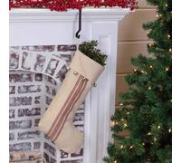 Sleigh Bells Ring Grain Sack Stripe Stocking Stocking 12 """" ""x 20"" ""Farmhouse Christmas Red & Cream w / Bells Christmas Country Holiday D? Cor