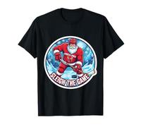 Sleigh The Game Ice Hockey Player Christmas Santa Lover Xmas T-Shirt