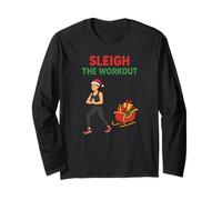 Sleigh The Workout Joyeux Noël Bonne Année Funny Gym Manche Longue