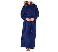 Slenderella Dames 52"/132cm Long Luxury 300gsm épais Soft Bleu Marine Doublure en Molleton châle Robe Robe de Chambre Manteau de Bain Petite