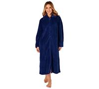 Slenderella Ladies Waffle Zip Dressing Gown HC4326 Navy 2XL