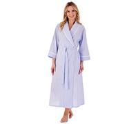 Slenderella Seersucker Manteau léger ceinturé à manches 3/4 122 cm, bleu, 38-40