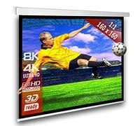 SlenderLine Écran de moteur 160 x 160 cm | 1,2 gain | Format 1:1 | 3D | Full HD 4K 8K Ultra HD | Écran de projecteur électrique pour home cinéma et présentation | Télécommande | Pour projecteur vidéo