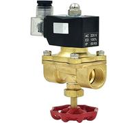 Slenoid Valve Électrovanne 2 voies en cuivre for gaz d'air, interrupteur d'urgence manuel G1/2 3/4", bobine étanche normalement fermée, valve en laiton pleine utile (couleur : 12 V, taille : 1/2") Acc