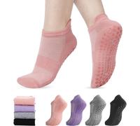 Slep-4 Paires Chaussettes Antidérapantes Femme Pilates, Chaussettes Pilates Grip Accessoires Antidérapants De Sport, Pour Exercices De Sport, Yoga, Pilates, Ballet, Danse Fitness, Arts (4.5-6.5)
