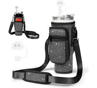 Slep-Bling Sac De Transport Pour Stanley Cup 100 Ml, Sac Pour Stanley Cup Avec Poche Pour Téléphone Portable, Housse En Paille Et Bandoulière Réglable, Porte-Bouteille D'eau Pour La Randonnée, La