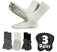 Slep-Lot De 3 Paires De Chaussettes Antidérapantes Avec Les Doigts, Pilates Yoga Antidérapant Chaussettes, De Longueur Moyenne, Absorbe La Transpiration Et Respirant, Sport Et Décontracté,