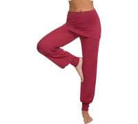 Slep-Pantalon Sarouel Femmes Taille Haute Pantalon De Yoga Femme Pantalons De Sport Pour Pilate Hippie Yoga Danser Avec Jupe Court