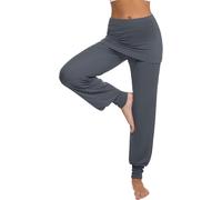 Slep-Pantalon Sarouel Femmes Taille Haute Pantalon De Yoga Femme Pantalons De Sport Pour Pilate Hippie Yoga Danser Avec Jupe Court