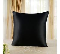Slep-Taie D'oreiller En Soie, 100% Soie De Mûrier Naturelle 19 Momme, Deux Faces En Soie, Certifiée Oeko-Tex, Douce Pour La Peau Et Les Cheveux, 1 Unité,60x60cm,Noire