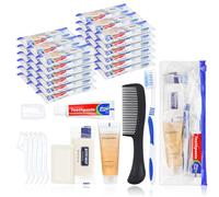 SLequipo Lot de 5 kits d'hygiène en vrac, emballés individuellement, kit d'hygiène de voyage avec brosse à dents, dentifrice, peigne, shampooing, savon et cure-fil, maison, convient pour hôtel