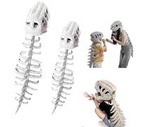 SLERFT Wearable Dinosaur Skeleton Plush Costume Realistic 3D Dino Outfit Set Halloween Spinosaurus Bones Stuffed Toys(SET-S+L)