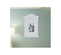 Armoire à clés - vidaXL - Blanc - Cadre photo en verre - 6 crochets - MDF et bois de pin