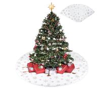 SLFYEE 120CM Grand Tapis Support Arbre de Noël Blanc Neige - Couverture Ronde Or pour Décoration de Noël