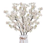 SLFYEE 3pcs Fleurs Artificiel Cerisier Blanc Rosa Fausse Bouquet Fleur Artificielles Deco Branche Sakura Artificielle en Soie pour Vase Maison Mariage Fête Composition Florale Table