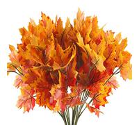 SLFYEE 4pcs Plantes artificielles Décoration Halloween Feuilles d'automne Branches Plantes artificielles intempéries Plantes décoratives pour Balcon Jardin Automne Décoration de Table Maison 01 Rouge