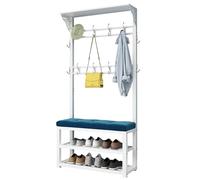 SLGGPJBU Arbre de couloir avec banc et rangement à chaussures, porte-manteaux avec capitonnage et crochets, arbre multifonction en métal, pour entrée, couloir, vestibule, chambre à coucher