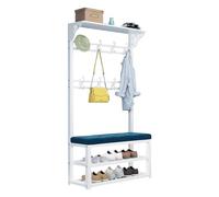 SLGGPJBU Arbre d'entrée 4 en 1 avec 12 crochets, porte-manteau avec banc à chaussures, porte-manteau autonome avec étagère à chaussures à 2 niveaux, pour entrée, couloir, rangement de chaussures pour