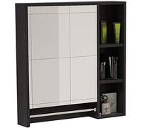 SLGGPJBU Armoire à miroir pour salle de bain, étagère murale, miroir de toilette avec barre porte-serviette, articles ménagers, armoire de salle de bain, 70,5 x 75 x 13 cm, noir