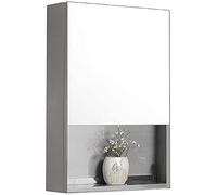 SLGGPJBU Armoire de rangement murale pour salle de bain, double épaisseur en acier inoxydable avec miroir, armoire de rangement pour toilettes, demi-cadre, 50 x 70 cm