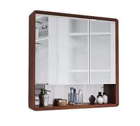 SLGGPJBU Armoire de salle de bain à double porte avec miroir - Armoire de rangement murale en bois massif - Miroir de rangement mural pour salle de bain